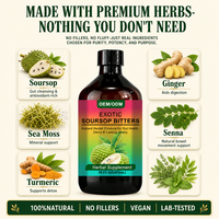 Liquide Oral Amertume de Corossol aux Herbes pour la Santé Intestinale, Détox et Renforcement Immunitaire, avec Curcuma et Graviola