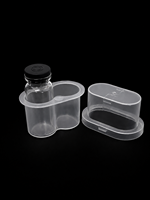 Boîtes en plastique PP transparentes étanches à 2 compartiments pour flacons de peptides cosmétiques de 10 ml, support pour 2 flacons de 10 ml, vente en gros