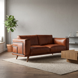 Sofá Chesterfield Tradicional Industrial y Vintage de Madera Maciza y Cuero Genuino para Sala de Estar de Apartamento o Villa, 3 Plazas - Product Image 2