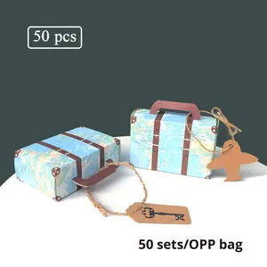 Confezione regalo creativa in carta Kraft Vintage scatola di caramelle nuziali aereo e mappa <span class=keywords><strong>a</strong></span> <span class=keywords><strong>tema</strong></span> viaggio bomboniere - Product Image 2