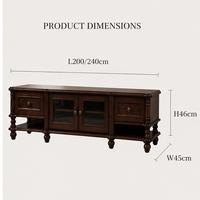 Ensemble de meuble TV et table basse en bois de mahogany massif de style américain moderne, 2 m, écologique, durable, luxe léger, salon, villa