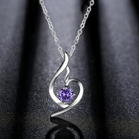 Haute Qualité En Gros Dainty Imité Diamant Argent Plaqué Pendentif De Mariage Collier pour Envoyer Fille Amie Cadeau Femmes