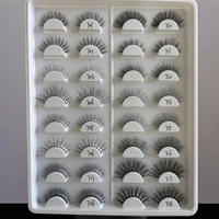 Faux cils synthétiques noirs courts et épais en fourrure de vison, vente en gros d'usine pour le commerce extérieur, multi-paires, tridimensionnels