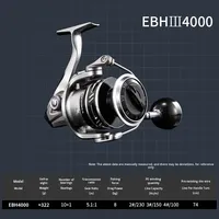 Moulinet de pêche en mer Ecooda EBH Black Hawk Génération 3, moulinet à lancer, main gauche, 11 roulements à aiguilles, moulinet interchangeable