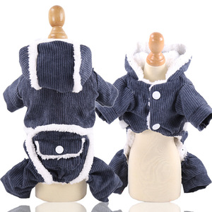 Thick Corduroy <b>Dog</b> <b>Coat</b> With Hood Winter <b>Warm</b> Pet Clothing For Medium <b>Dogs</b> And Cats Blue And Pink Options - Product Image 3