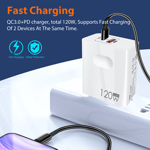 Hot bán 120W 5.0 USB sạc nhanh chúng tôi EU Anh cắm uick phí PD QC3.0 2 cổng gan sạc C nhanh USB sạc KR pin Adapter - Product Image 2