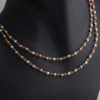Rantai Saturnus Beruntai 3 Warna Emas 14K/Rose Gold 14K/Perak 925 dengan Kawat Emas 14K untuk Pembuatan Perhiasan Permanen DIY