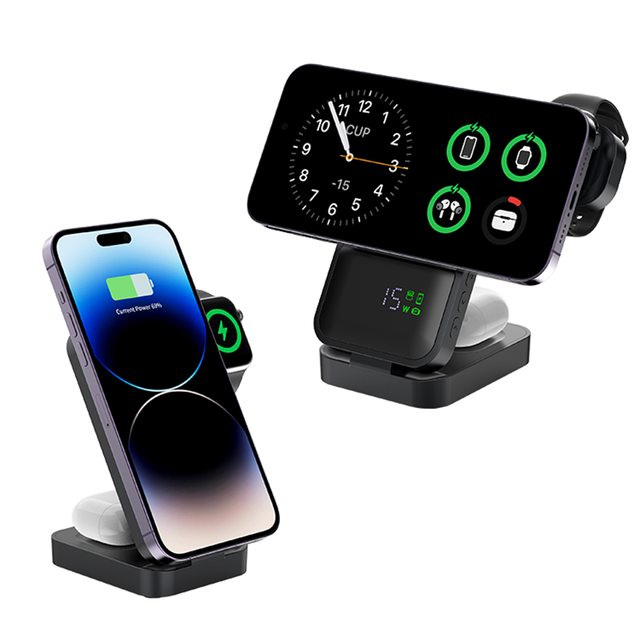 Multi Function 4 in 1 Magnetic Phone Holder 5-in-1 Powerbank Portable Wireless Charger 15w 5in1 Wireless Charger