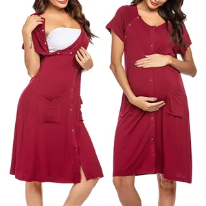 Zarif toptan gecelik gebelik elbise özel giyim rahat mini emzirme hemşirelik hamile elbiseleri kadınlar