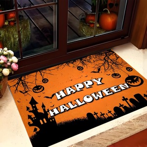 Wholesale Halloween Themed Door Mat Featuring Pumpkin Bat Patterns Soft Decorative Entry Rug for Spooky Season Decorations - Product Image 1