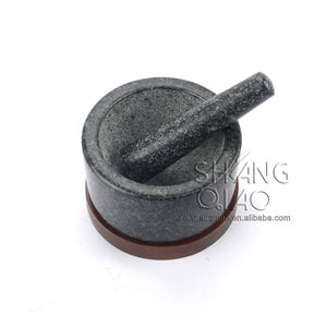 工場直送の新しい乳鉢と乳棒セット花崗岩の乳棒ボウルと乳鉢、傷防止ウッドパッド付き - Product Image 2