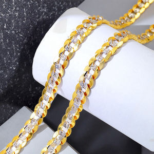 新しいファッションAu750リアルソリッド18Kゴールドジュエリーカラットピュアイエローゴールドチェーン男性ネックレス女性用ゴールドキューバチェーンバルク卸売 - Product Image 3