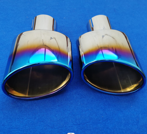 Tubo de escape ovalado de acero inoxidable 150 con punta <span class=keywords><strong>azul</strong></span> quemada de 304 MM, silenciador de coche, Punta final, accesorio de escape de rendimiento pulido - Product Image 5