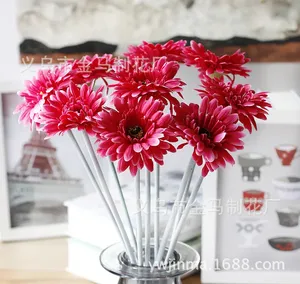 Chrysanthème en soie avec tiges floquées, bouquet de marguerites artificielles pour mariée, toucher réel - Product Image 3