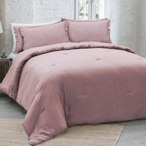 Bộ Chăn Lông Vịt Châu Âu Xếp Nếp Vải <span class=keywords><strong>Cotton</strong></span> Màu Trơn Mới Bộ Chăn Bông - Product Image 3