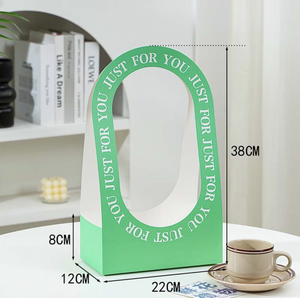 <span class=keywords><strong>Caja</strong></span> de cesta de flores con mango, bolsa de <span class=keywords><strong>arreglo</strong></span> de flores Simple, <span class=keywords><strong>caja</strong></span> de regalo de ramo de Material <span class=keywords><strong>Floral</strong></span> DIY - Product Image 4