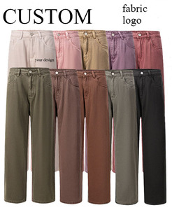 กางเกงยีนส์ผู้ชายขายส่งสั่งทำพิเศษ เอวสูง ผ้าฝ้าย 100% สไตล์สตรีทแวร์ กางเกงจ็อกกิ้งเดนิมสำหรับผู้ชาย - Product Image 1