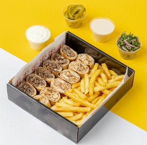 Custom Restaurant Takeout Packaging Shawarma Doner <span class=keywords><strong>Kebab</strong></span> Box Caja de pastoreo Hummus Tahini Cup Divider Go Bag Carrier-para llevar - Product Image 6