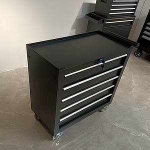 Armoire à outils roulante noire robuste avec 5 tiroirs et un ensemble de 125 outils à main, matériau OEM SPCC pour garage et atelier - Product Image 4