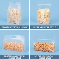Sachets Doypack en gros avec poignée, qualité alimentaire, transparent givré, refermables à fermeture éclair, fond plat, pour emballage alimentaire et snacks, 50 pièces, OEM