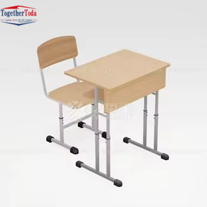 Wooden Height Adjustable Student <b>Desk</b> and <b>Chair</b> Set <b>With</b> Storage Ideal for Classrooms and Tutoring Centers - Product Image 3