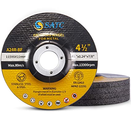 SATC Abrasive Grinding Disc 4-1/2 Cut Off Wheel 5 PCS 120 Grit Metals Grinding Wheels for Angle Grinders