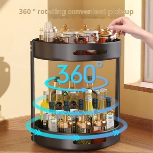 Nouveauté 2024, vente en gros, organisateur de cuisine à 2 étages en acier au carbone, articles uniques, supports de <span class=keywords><strong>rangement</strong></span>, support à épices rotatif - Product Image 3