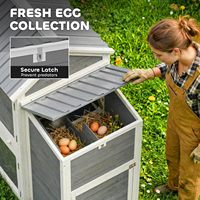 Poulailler en bois de sapin gris tendance pour jardin, avec nichoir, enclos long connecté, résistant aux intempéries, toit imperméable, facile à nettoyer