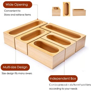 Bamboo Self Sealing Bag <b>Storage</b> <b>Box</b> Rectangular Drawer Organizer For <b>Kitchen</b> Food Containers With Compartments - Product Image 2
