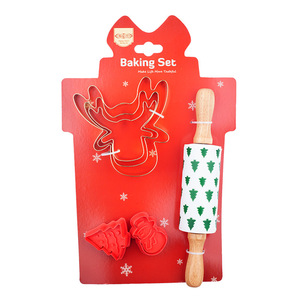 Juego de Herramientas <span class=keywords><strong>para</strong></span> <span class=keywords><strong>Hornear</strong></span> con Temática Navideña Creativa, Incluye Cortadores de Galletas Metálicos y Rodillo <span class=keywords><strong>para</strong></span> Niños, Repostería Casera - Product Image 5