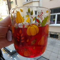 Mug en verre transparent de 450 ml avec poignée, motifs colorés de champignons et de citrouilles, mug durable et portable pour café, thé, lait, logo personnalisable