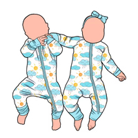 Combinaison de nuit pour bébé en bambou imprimée sur mesure, à manches longues, avec fermeture éclair convertible, vente en gros
