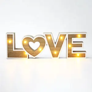 Liebesbrief Holz dekor Licht LED Alphabet Liebe Licht Zeichen Home Dekorative Holz geschenke Handwerk