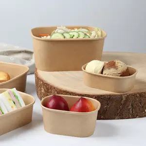 2024 사각 종이 샐러드 피크닉 캠프 미니 소스 조미료 휴대용 그릇 음식 포장 용기 뚜껑 상자