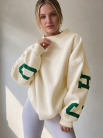 Sweat-shirt à col montant pour femme OEM, coupe décontractée, color block, 100% coton molletonné, pull oversize