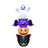 Décorations gonflables d'Halloween de 1,8 mètre, fantômes empilés, chauves-souris, citrouilles, chats noirs, lumières LED, polyester, décoration extérieure