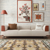 Ensemble de canapés de salon italiens de luxe de haute qualité en tissu orange et blanc Meubles modulaires en bois et velours Canapés italiens en cuir