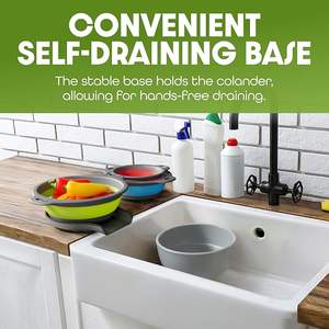 Coladores Plegables con Base Autodrenante para el Borde del Fregadero, Coladores de Alimentos con Diseño Encajable para un Fácil Almacenamiento - Product Image 6