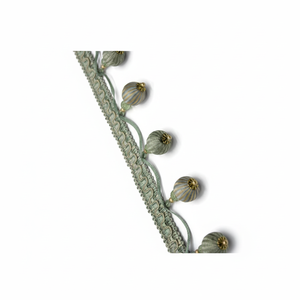 Frange à pampilles perlées de 70 mm, verte, bordure en guipure, au mètre, garniture pour draperie, garniture pour ameublement, garniture perlée, garniture pour rideaux - Product Image 1