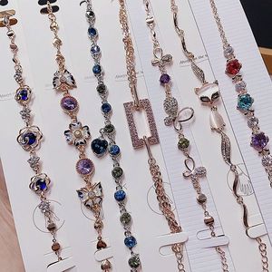 Korean Fashion Zircon Inlaid Pull Bracelet <b>Real</b> Gold Plating Fashion <b>Crystal</b> Heart Flower Charm Rhinestone Bracelet Mixed - Product Image 2