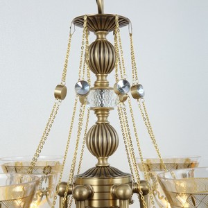 Lustre Rétro Américain en Cuivre à 6 Ampoules pour Décoration Intérieure Chambre Salon Villa Plafonnier Simple et Personnalisé en Verre - Product Image 3