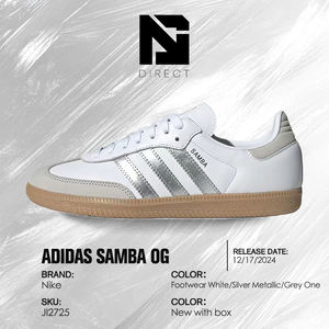 <span class=keywords><strong>Adidas</strong></span> Samba Og Wmns 'white Silver Metallic Grey' Dropshipping Fashion Daily Shoes Women Causal Sneaker - Product Image 6