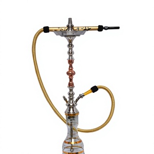 Auténtica Cachimba Egipcia Khalil Mamoon Hecha a Mano Tricolor con Núcleo de Latón (94 cm) - Product Image 1