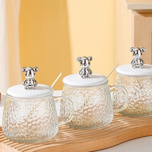 <span class=keywords><strong>Tazas</strong></span> de Vidrio Creativas para Sublimación, 14 oz, 420 ml, <span class=keywords><strong>Tazas</strong></span> de Vidrio en Blanco para <span class=keywords><strong>Desayuno</strong></span>, Café, Jugo, Leche, Té, con Asa, Tapa y Cuchara - Product Image 4