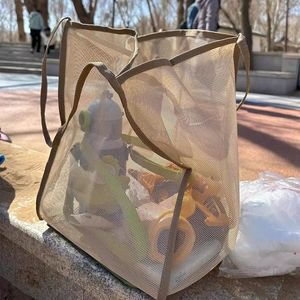 Mesh Beach Bag Large Capacity Transparent Portable Shopping Bag For Beach Vacation Outing - Product Image 3