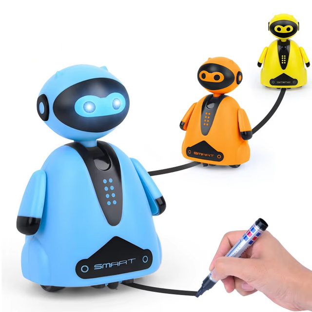 HW Smart Educational Parent-child Interaction Induction Automatic Walking Battery Operated Electric Plastic Marking Robot Toys