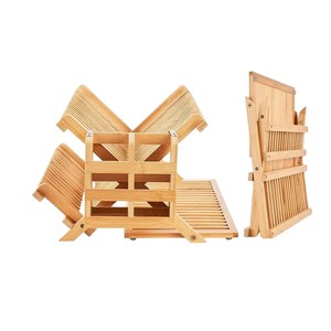 Bamboo Double Layer Dish <b>Rack</b> With Chopstick Holder Quick Dry Kitchen Drainer For <b>Plates</b> Cups Utensils - Product Image 5