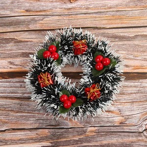 Hot Selling <b>Christmas</b> Decorations 12cm <b>Christmas</b> Rattan Wreath <b>Christmas</b> <b>Tree</b> Pendant <b>Mini</b> Wreath for Festival Party Ornament - Product Image 3
