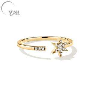 Bague ouverte en argent rhodié vintage avec zircon étoile, vente en gros d'usine UM JEWELRY, pour femme, fiançailles, mariage, anniversaire, fête - Product Image 1