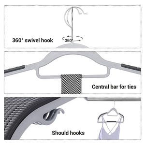 Ensemble de 10 <span class=keywords><strong>cintres</strong></span> en plastique épaissis, sans trace, <span class=keywords><strong>pour</strong></span> vêtements secs et humides, avec crochet métallique pivotant à 360°, <span class=keywords><strong>bandes</strong></span> antidérapantes, économie d'espace dans la garde-robe - Product Image 2